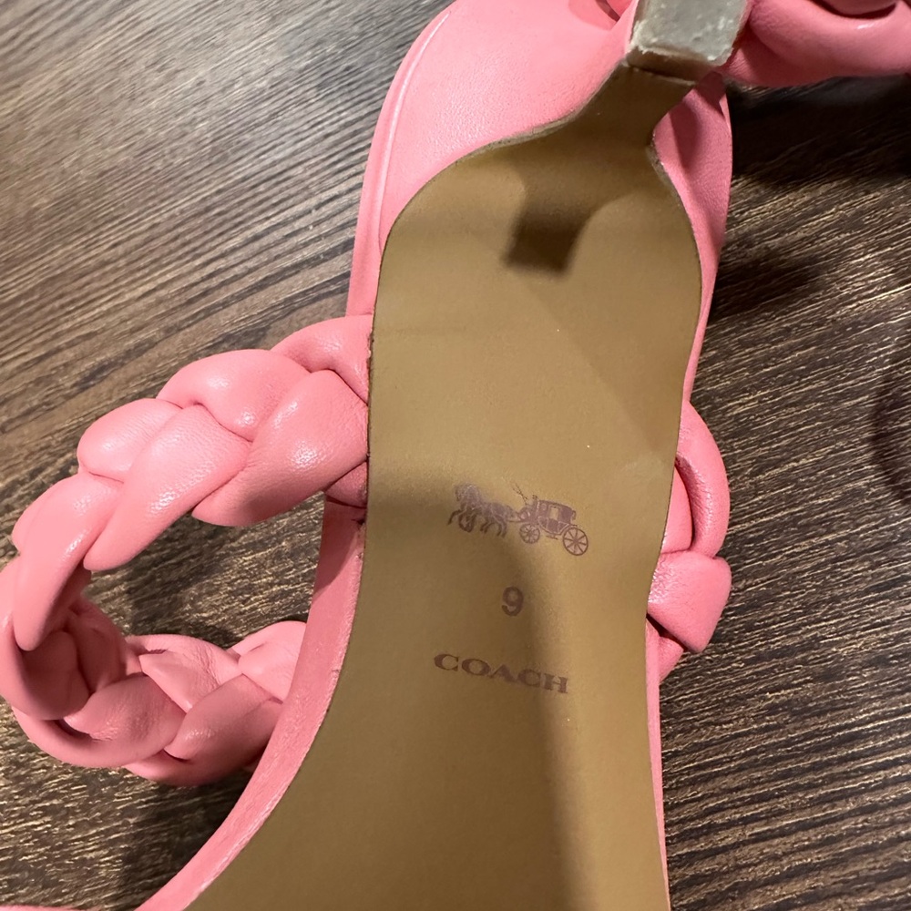 Coach Pink Braided Strap Women's Heels - Picture 3 of 5